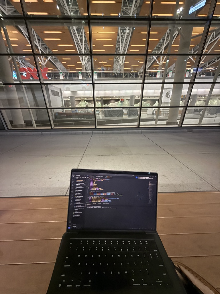 Laptop open on a table