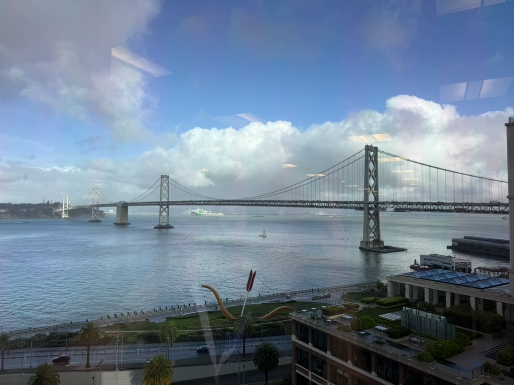 View of the Bay Bridge from an office window